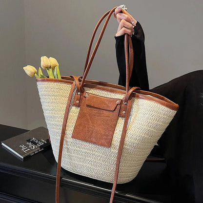 SOKYND Quinn Forest Woven Single - Shoulder Tote BagsBeige