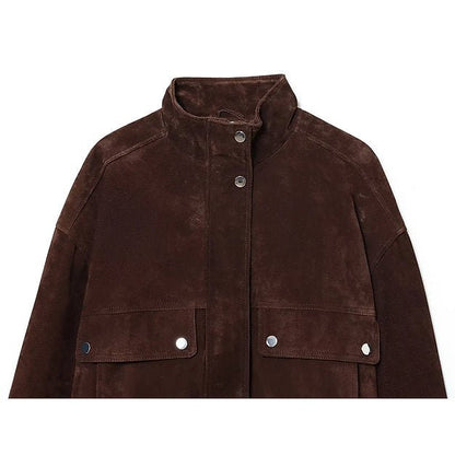 SOKYND Rachel Wide Shoulder Suede Jacket JacketSOKYND-183191-BRO-S-24183BrownS