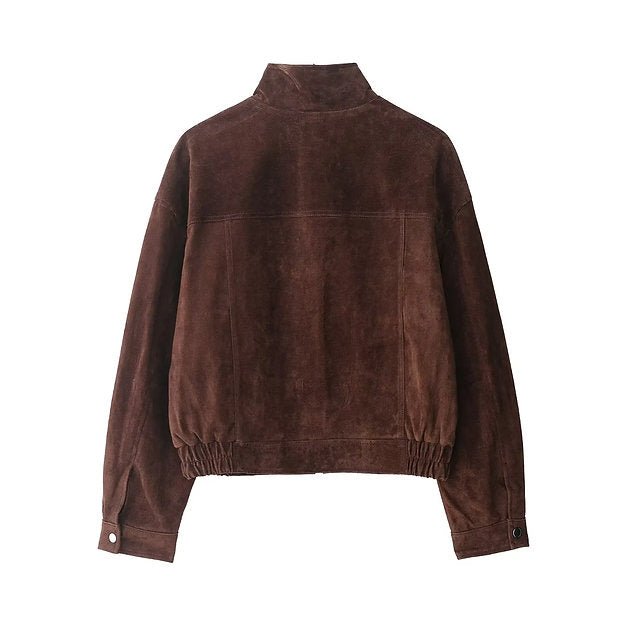 SOKYND Rachel Wide Shoulder Suede Jacket JacketSOKYND-183191-BRO-S-24183BrownS