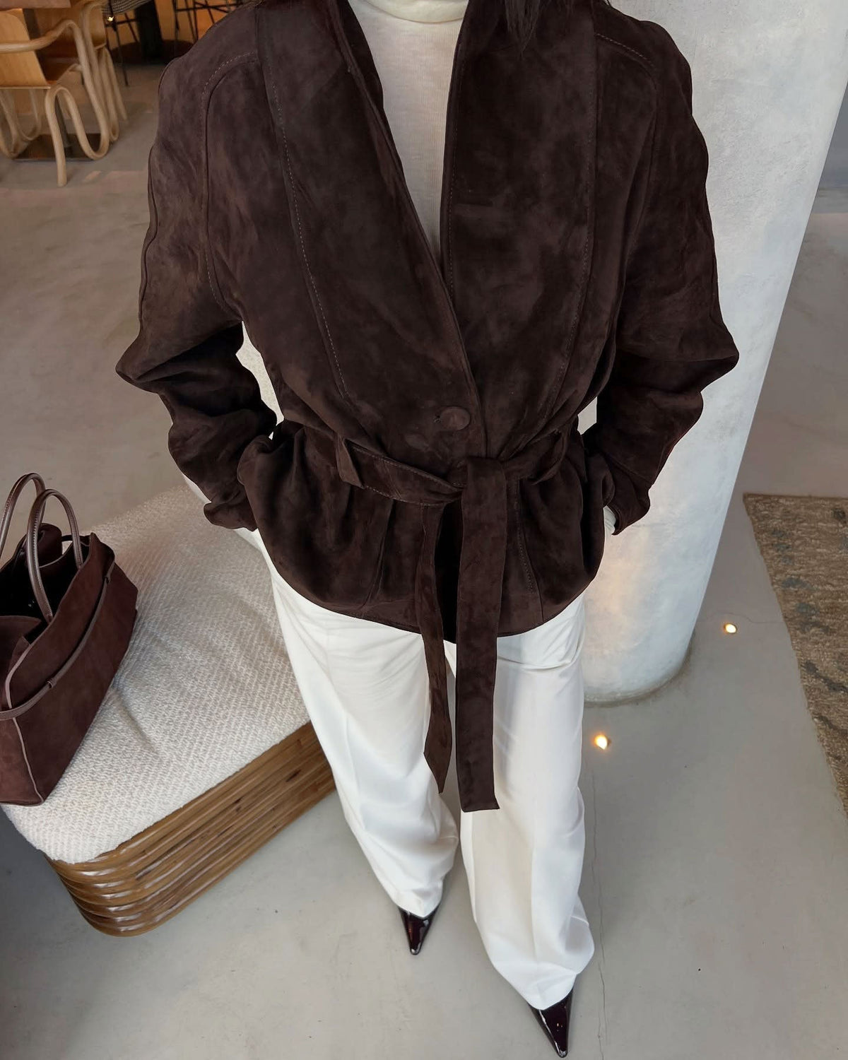 SOKYND Rebecca Belted Suede Trench Coat CoatSOKYND-557271-BRO-L-29847BrownL