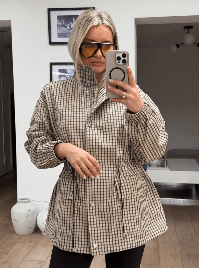 SOKYND Rebecca Vintage Plaid Cinched Jacket JacketSOKYND-209879-KHA-S-26711KhakiS