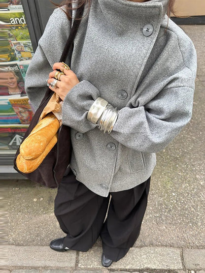 SOKYND Rikka Jacket with Stand Collar Coats & Jacketsns1767356248735317237GreyS