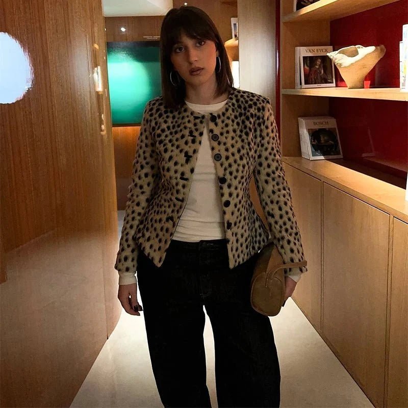 SOKYND Rose Leopard Faux Fur Cropped Jacket JacketSOKYND-698967-S-OS-47991S