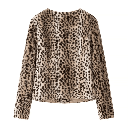 SOKYND Rose Leopard Faux Fur Cropped Jacket JacketSOKYND-698967-S-OS-47991S