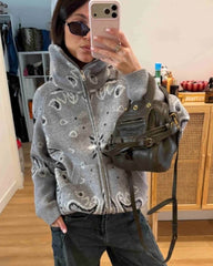 Ruth Paisley Zip-Up Strickjacke