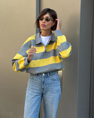 Sabine Gestreifter V-Ausschnitt Strickpullover