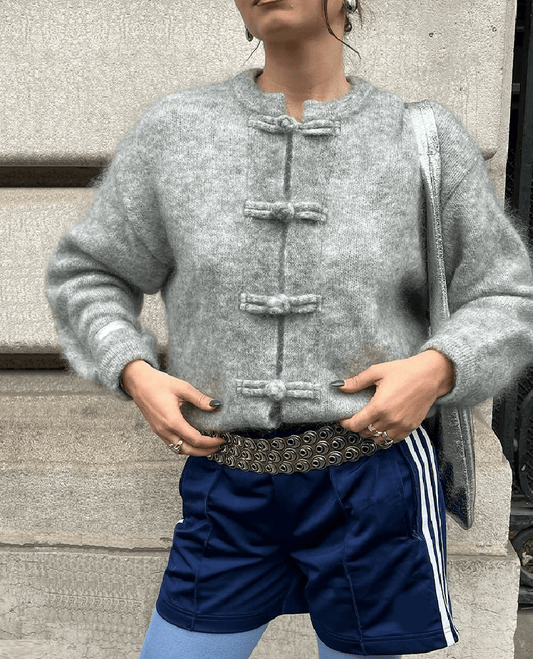 Sara Frosch-Knoten Strickcardigan
