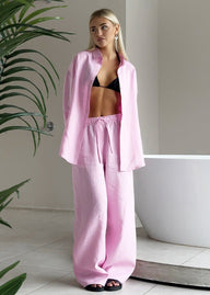 Simona Lounge-Set aus Baumwolle, Button-up, weite Hose