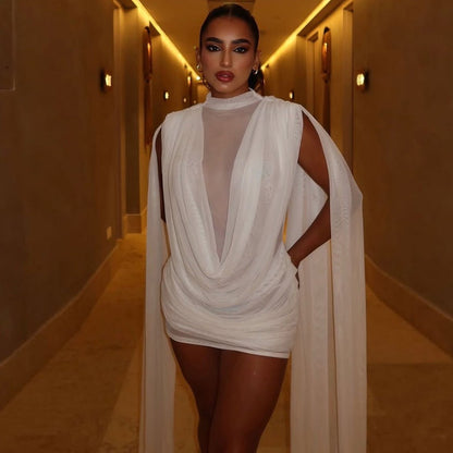 SOKYND Stacey Sheer Mini Dress with Cape Sleeves DressesGJ1773141022781777894WhiteXS