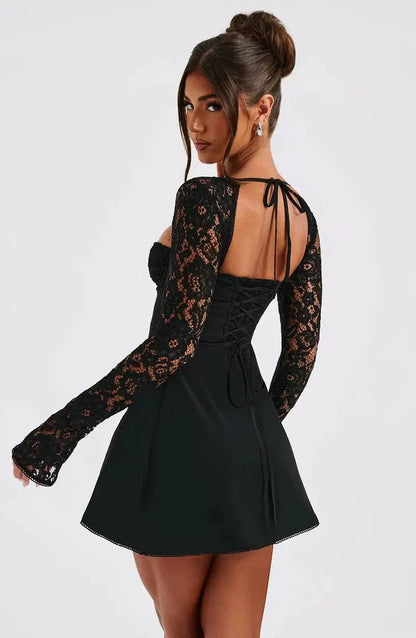 SOKYND Sylva Mini Dress with Lace Details DressWhiteS