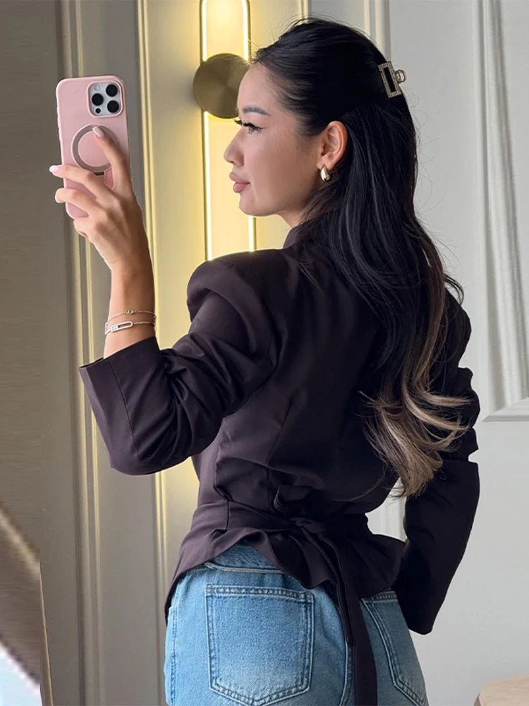 SOKYND Tanya Structured Shoulder Cinched Blazer Coats & Jacketsax1772777205899919002BrownS