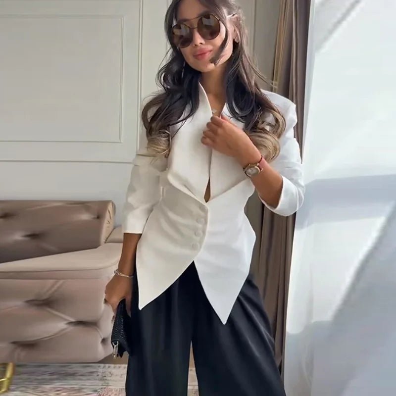 SOKYND Tanya Structured Shoulder Cinched Blazer Coats & JacketsKo1772777205900418511WhiteS