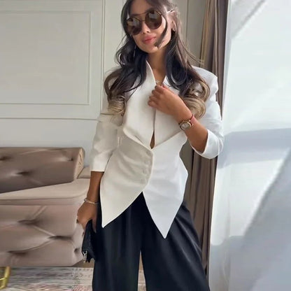 SOKYND Tanya Structured Shoulder Cinched Blazer Coats & JacketsKo1772777205900418511WhiteS