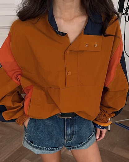 SOKYND Teresa Oversized Colorblock Cropped Jacket JacketSOKYND-116311-BRO-S-96951OrangeS