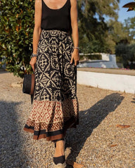 Vianne Boho Bedruckter Midi-Swing-Rock