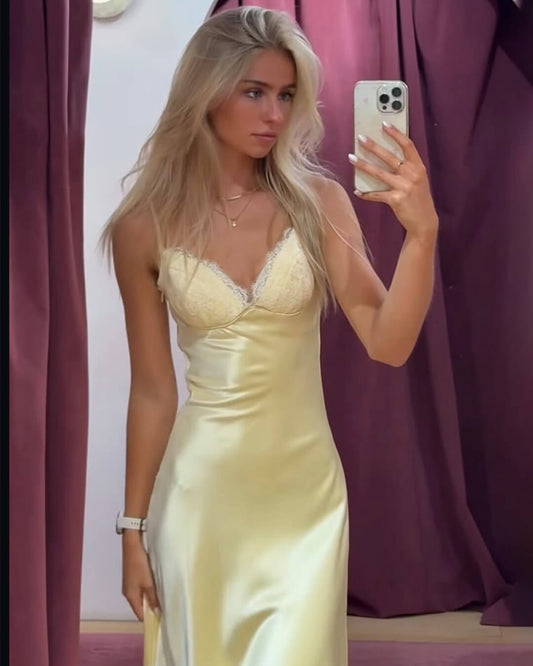 SOKYND Yasmine Backless Satin Midi Dress DressM