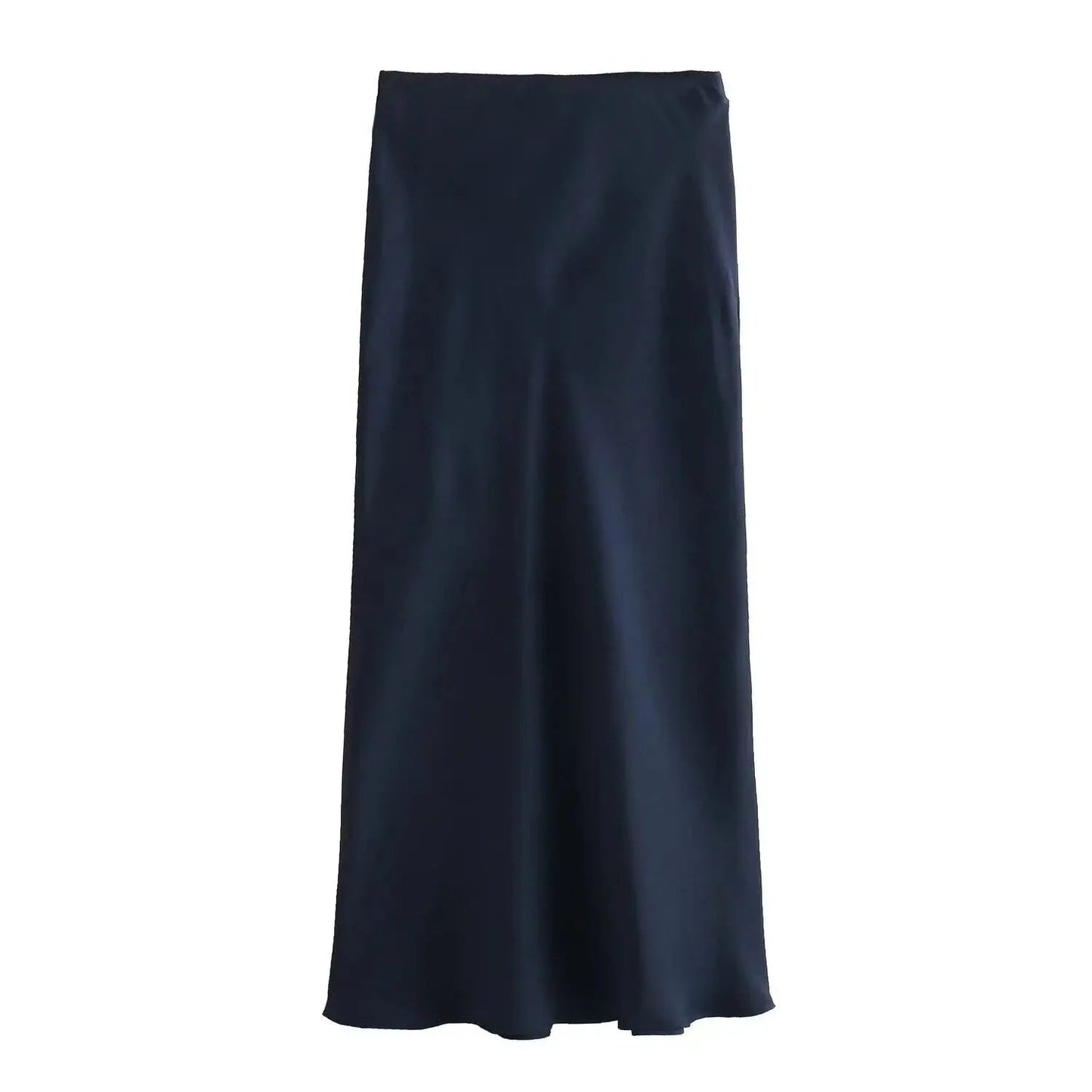 SOKYND Yui High Waist Black Satin Midi Skirt SkirtNavy BlueXS