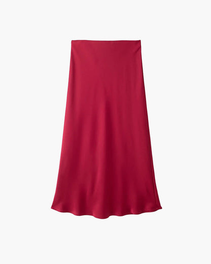SOKYND Yui High Waist Black Satin Midi Skirt SkirtRedXS