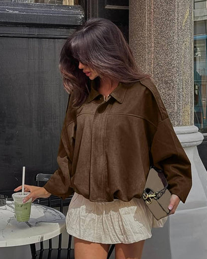SOKYND Zelda Suede Bomber Jacket Coats & JacketspZ1767625273832062042CoffeeS