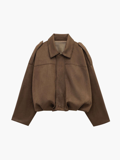 SOKYND Zelda Suede Bomber Jacket Coats & JacketsJl1767625273831838222GreenM