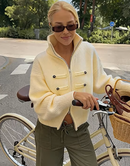 Amelia Rollkragen Reißverschluss Strickcardigan